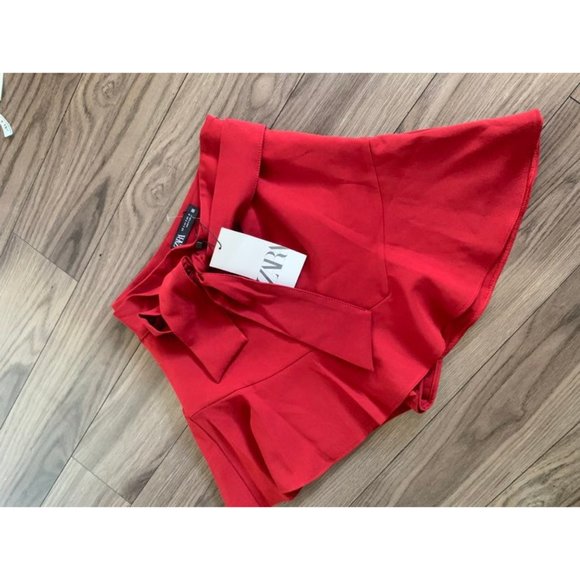 Zara Gorgeous red ribbon tie skirt deep dark valentines holiday red - Picture 2 of 7